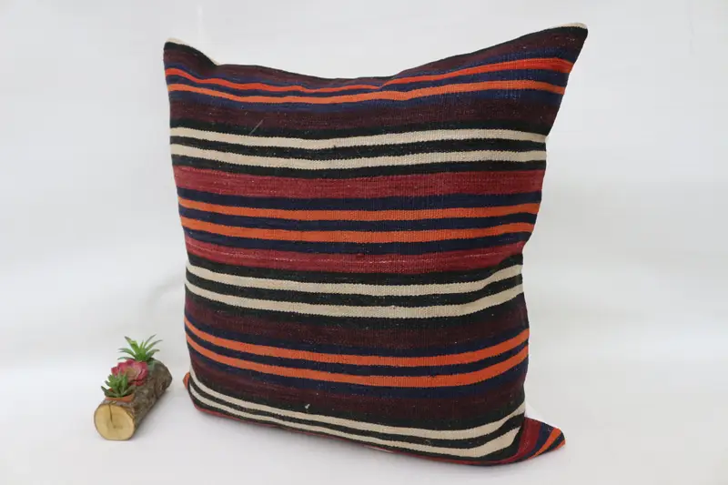 Throw Kilim Pillow, Cushion Case, Vintage Kilim Throw Pillow, 32x32 Brown Cushion Cover, Ottoman Cushion Cover, Kilim Pillow Cover - 5
