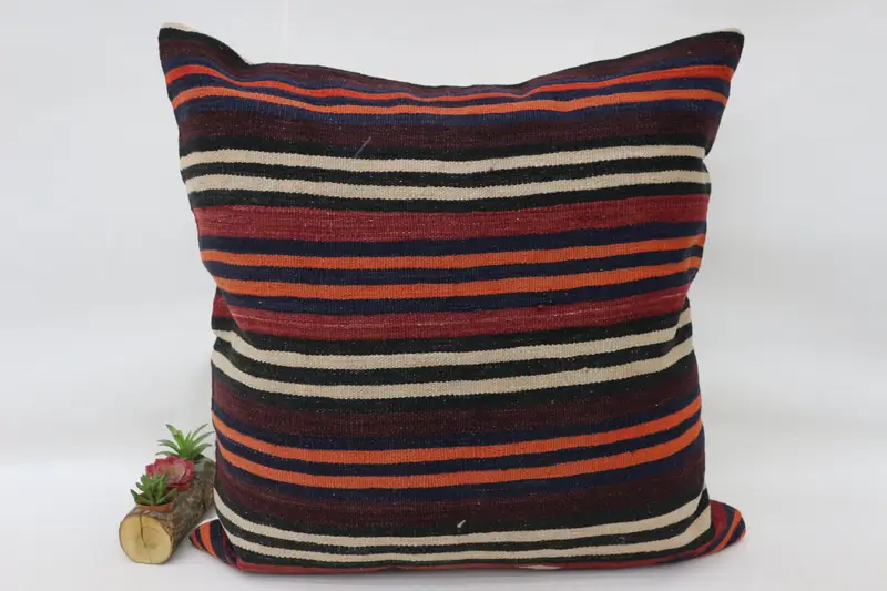 Throw Kilim Pillow, Cushion Case, Vintage Kilim Throw Pillow, 32x32 Brown Cushion Cover, Ottoman Cushion Cover, Kilim Pillow Cover - 1