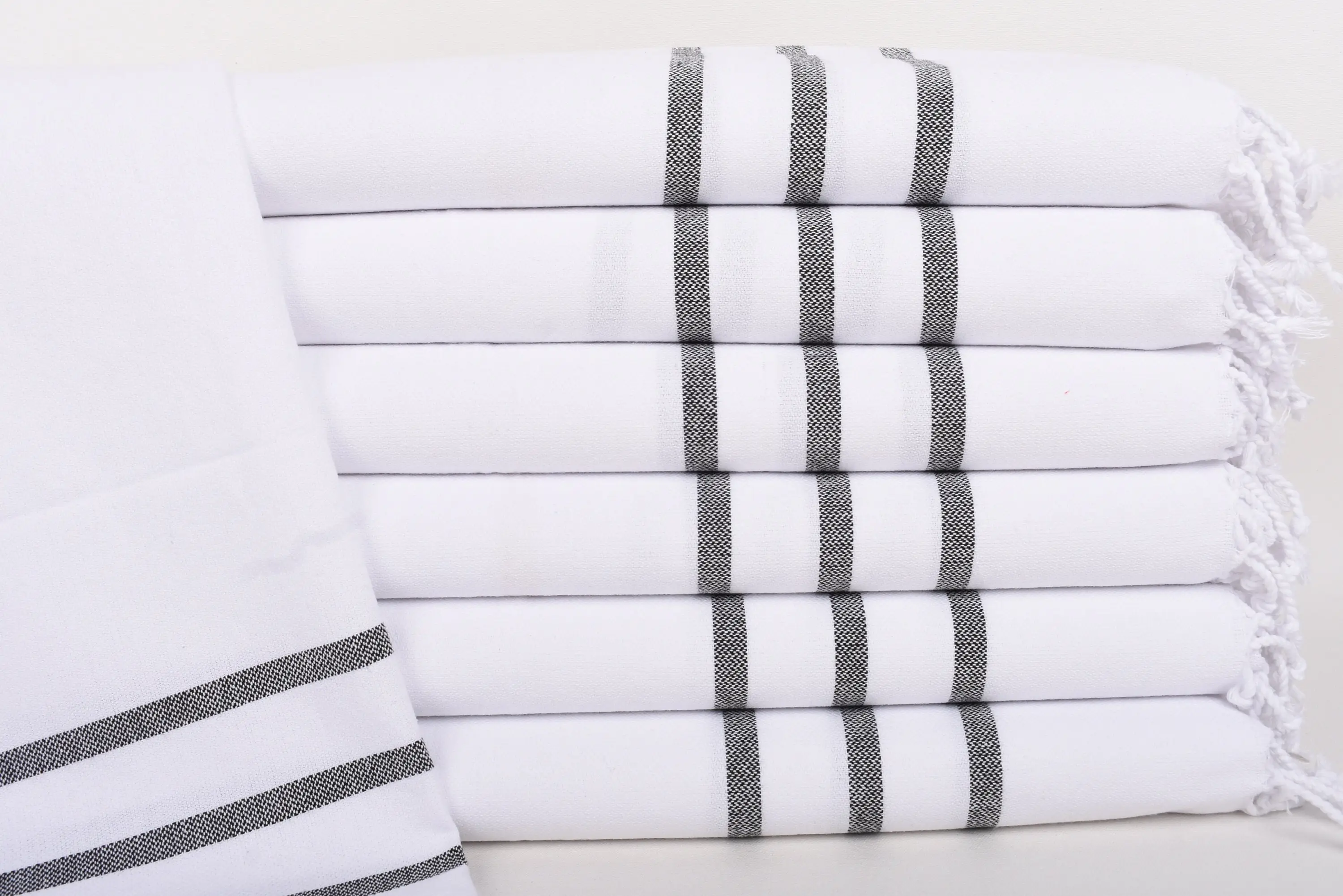 Monogram Turkish Hand Towel Black Striped, Kitchen Towel, 40x24 Inches - 1