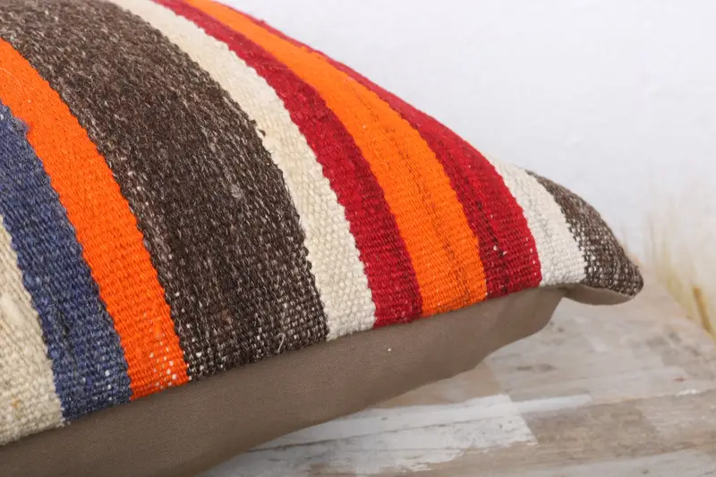 Boho Pillow, Turkish Pillow, 12x24 Orange Pillow Cover, Designer Throw Cushion, Pillow Cover, Pattern Throw Pillow, Gift Pillow - 6