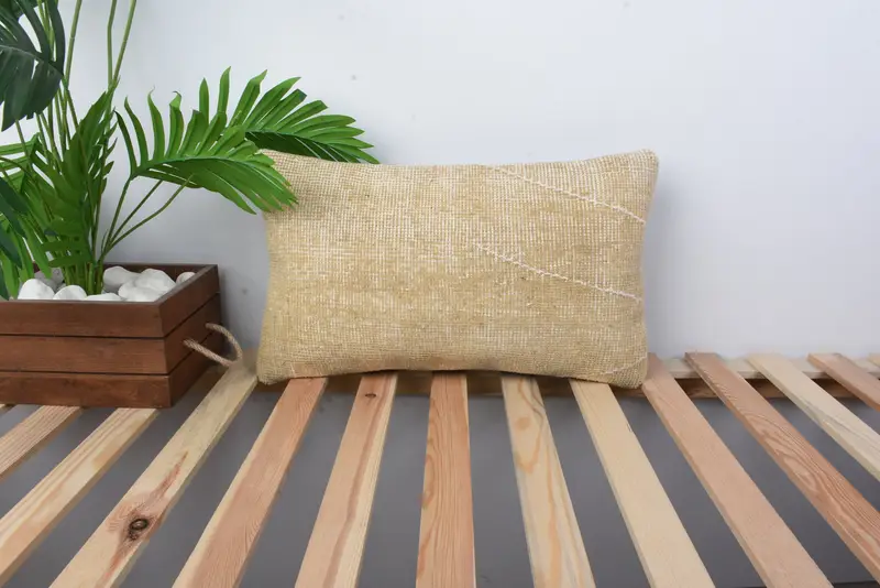 Turkish Pillow, Kilim Cushion Sham, Pastel Cushion, Interior Designer Pillow, Nautical Throw Cushion Case, Pillow Sham, 12x20 Beige Pillow Sham - 1