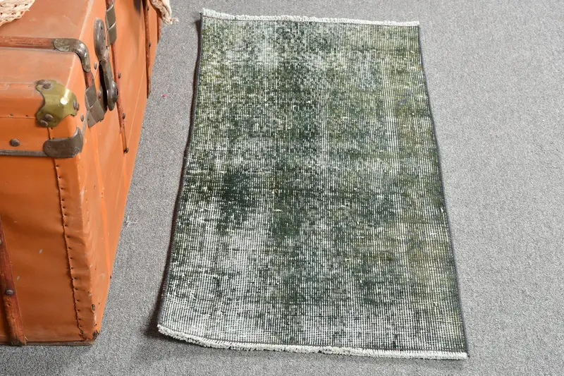 1.6x3.2 ft Oushak Vintage Halı, Yeşil Fas Türk Halısı Yün - 1