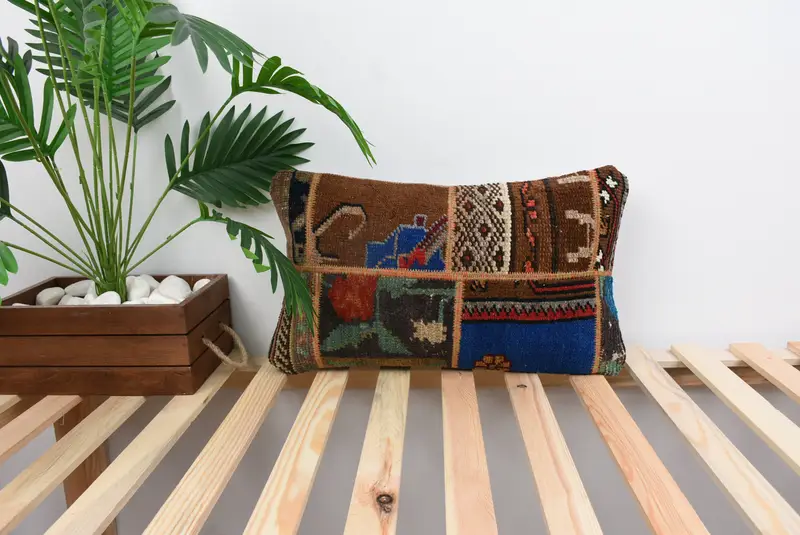 Kilim Cushion Sham, Anatolian Pillow Cover, Pillow Case, Vintage Throw Pillow Case, Interior Designer Pillow, Kilim Pillow, 12x20 Red Cushion Case - 1