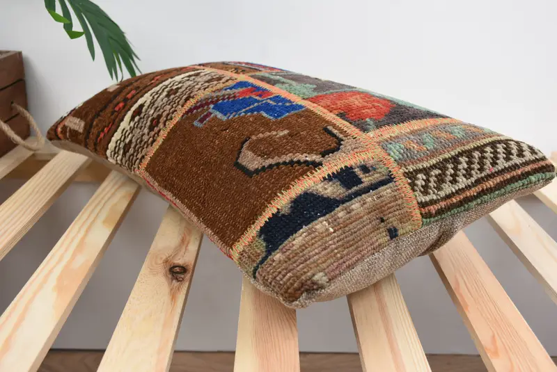 Kilim Cushion Sham, Anatolian Pillow Cover, Pillow Case, Vintage Throw Pillow Case, Interior Designer Pillow, Kilim Pillow, 12x20 Red Cushion Case - 6