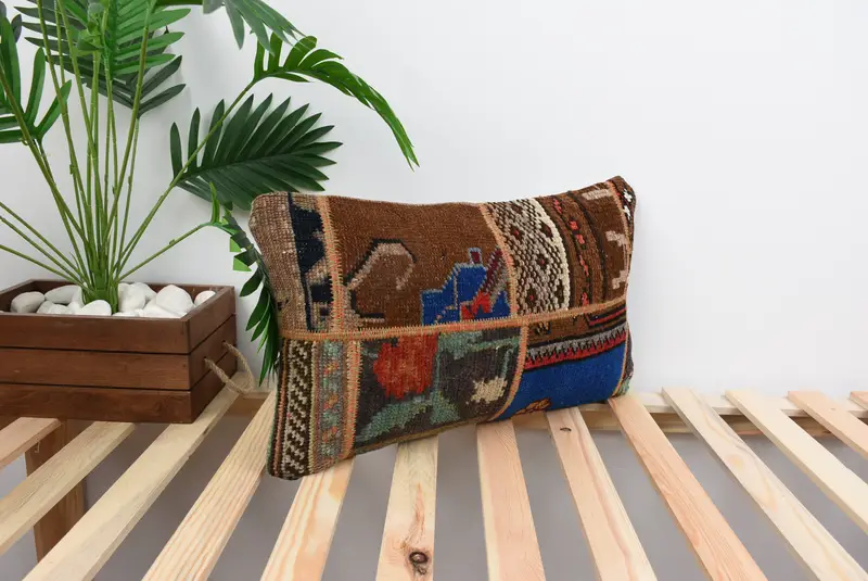 Kilim Cushion Sham, Anatolian Pillow Cover, Pillow Case, Vintage Throw Pillow Case, Interior Designer Pillow, Kilim Pillow, 12x20 Red Cushion Case - 4