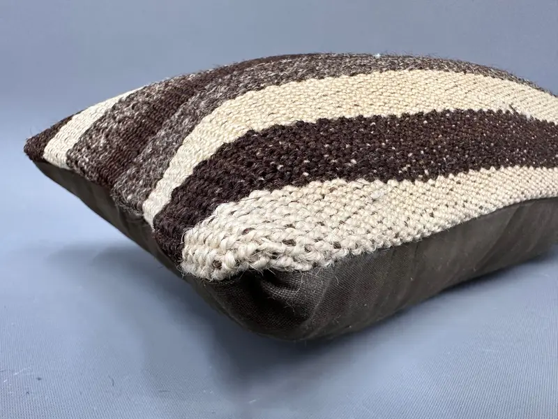 Boho Pillow Sham Cover, Ikat Cushion Cover, Shabby Chic Pillow Case, 8x16 Brown Pillow Cover, Pillow for Couch, Pillow Sham, Throw Kilim Pillow - 6