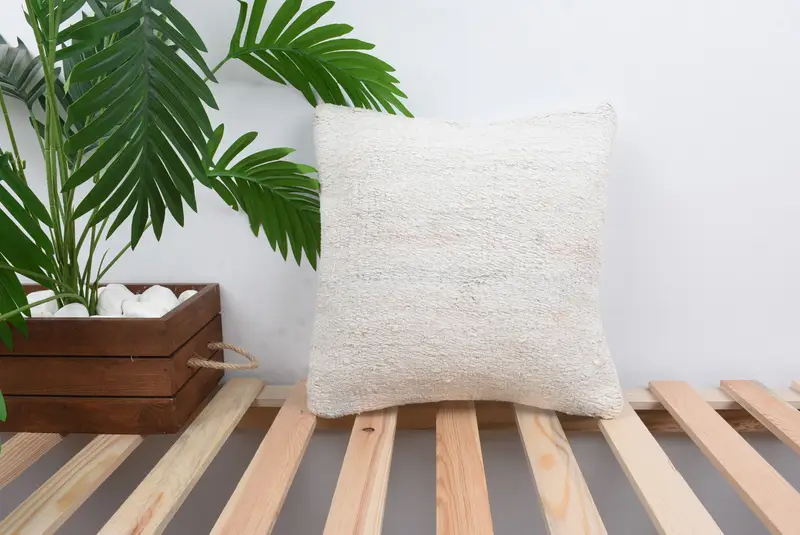 Vintage Kilim Throw Pillow, Pillow Case, Turkish Pillow, Handmade Kilim Cushion, Turkish Corner Cushion Cover, 14x14 White Cushion Cover - 1