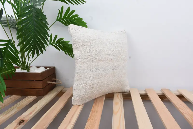 Vintage Kilim Throw Pillow, Pillow Case, Turkish Pillow, Handmade Kilim Cushion, Turkish Corner Cushion Cover, 14x14 White Cushion Cover - 4