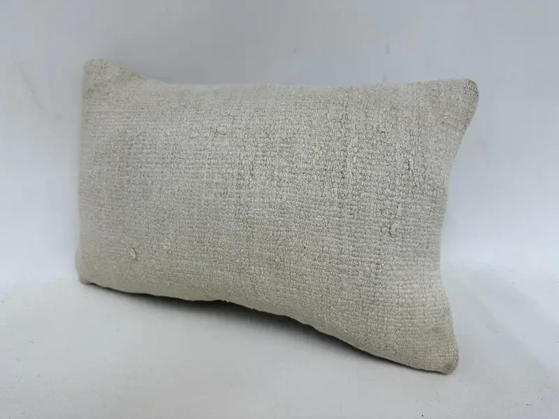 Pillow for Couch, Pillow Case, Designer Throw Cushion Case, Handmade Kilim Cushion, Antique Pillows, 12x20 White Pillow Sham - 4