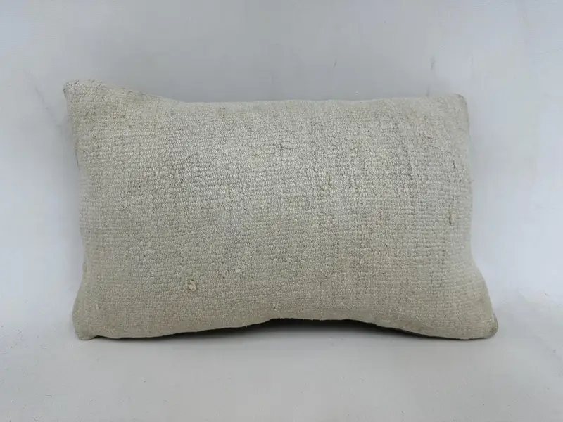 Pillow for Couch, Pillow Case, Designer Throw Cushion Case, Handmade Kilim Cushion, Antique Pillows, 12x20 White Pillow Sham - 1