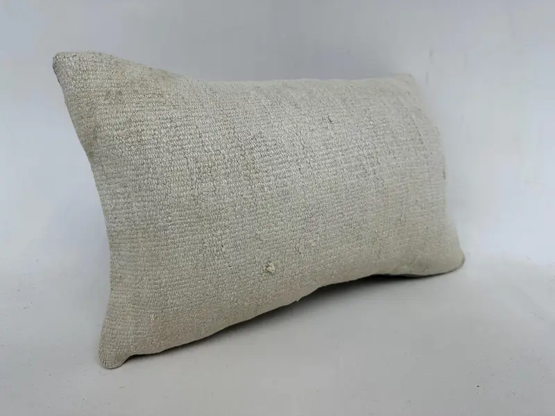 Pillow for Couch, Pillow Case, Designer Throw Cushion Case, Handmade Kilim Cushion, Antique Pillows, 12x20 White Pillow Sham - 3