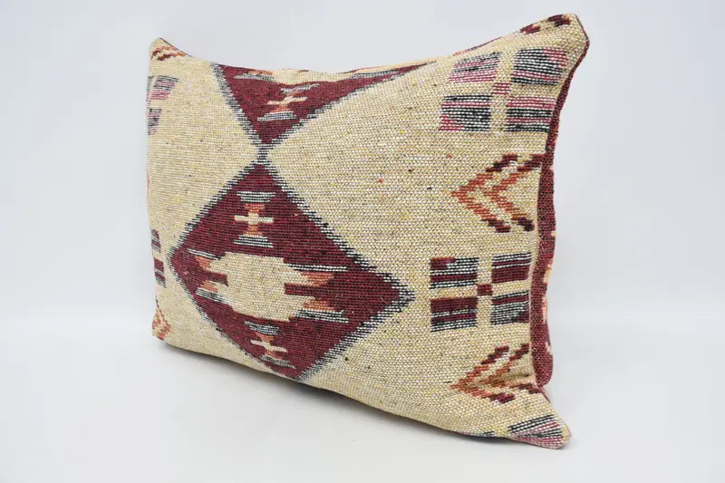 Home Decor Pillow, Sofa Cushion, Ethnical Kilim Rug Pillow, Pillow Sham, Neutral Pillow Case, Vintage Kilim Throw Pillow, 20x28 Yellow Pillow Case - 4
