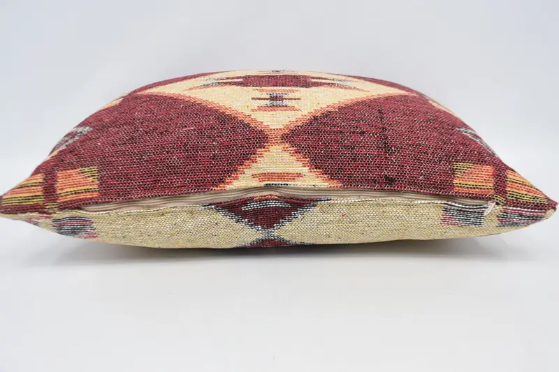 Home Decor Pillow, Sofa Cushion, Ethnical Kilim Rug Pillow, Pillow Sham, Neutral Pillow Case, Vintage Kilim Throw Pillow, 20x28 Yellow Pillow Case - 6