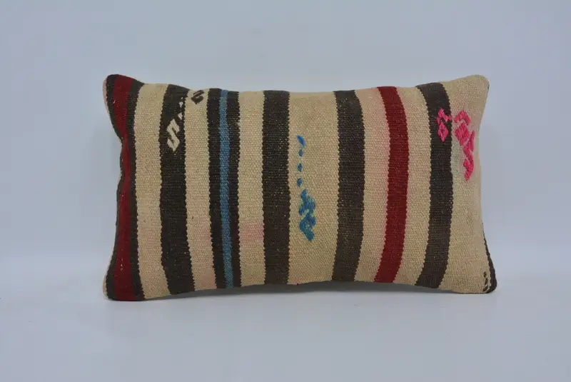 Outdoor Patio Cushion Cover, Pillow for Sofa, Antique Pillows, Turkish Kilim Pillow, Cushion, 12x20 Beige Cushion Cover, Anatolian Cushion Case - 1