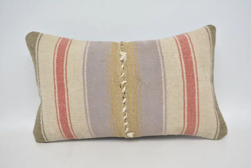 12x20 Red Pillow Cover, Ethnical Kilim Rug Pillow, Throw Kilim Pillow, Vintage Kilim Throw Pillow, Cushion Case - 1