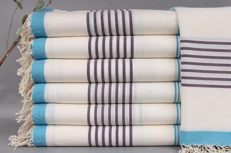 Personalized Beach Towel Turkish Cotton Blue-Purple Stripes, 40x71 Inches