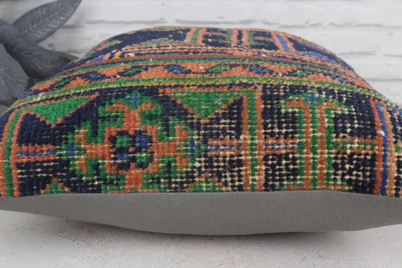 Boho Pillow, Cushion, Indoor Cushion Case, Accent Pillow Cover, Throw Kilim Pillow, Christmas Cushion, 20x20 Blue Pillow Cover, Kilim Cushion Sham - 5