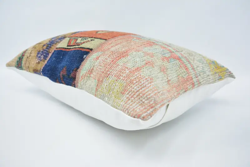 Cushion Cover, Vintage Kilim Pillow, Kilim Pillow Cover, Turkish Corner Pillow Cover, 16x24 Red Cushion, Kilim Cushion Sham - 6