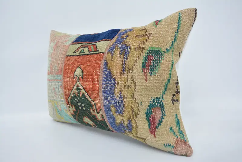 Cushion Cover, Vintage Kilim Pillow, Kilim Pillow Cover, Turkish Corner Pillow Cover, 16x24 Red Cushion, Kilim Cushion Sham - 4