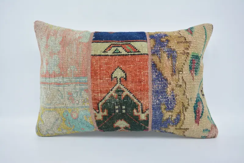 Cushion Cover, Vintage Kilim Pillow, Kilim Pillow Cover, Turkish Corner Pillow Cover, 16x24 Red Cushion, Kilim Cushion Sham - 1
