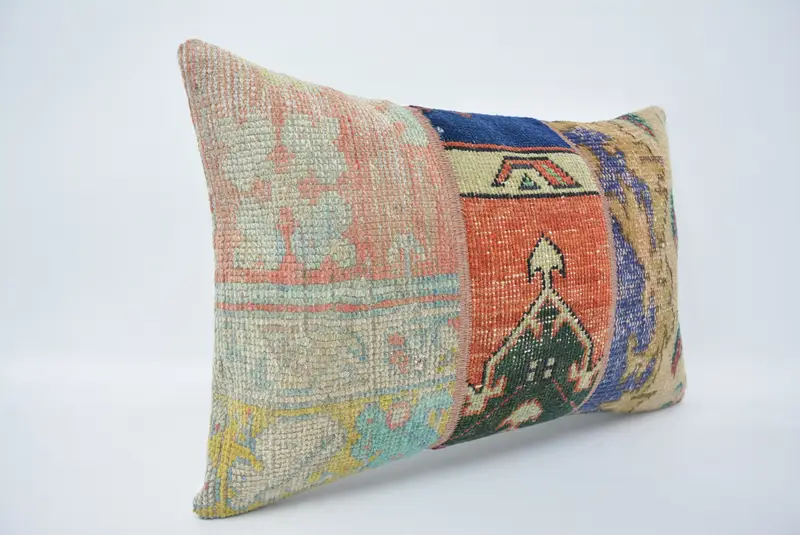 Cushion Cover, Vintage Kilim Pillow, Kilim Pillow Cover, Turkish Corner Pillow Cover, 16x24 Red Cushion, Kilim Cushion Sham - 3