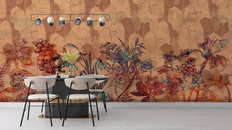 Botanical Painting,Botanical Wall Decor,Bright Wall Paper,Paper Wall Art ,Custom Wall Paper,Brown Wall Decor,Floral Wall Print, - 2