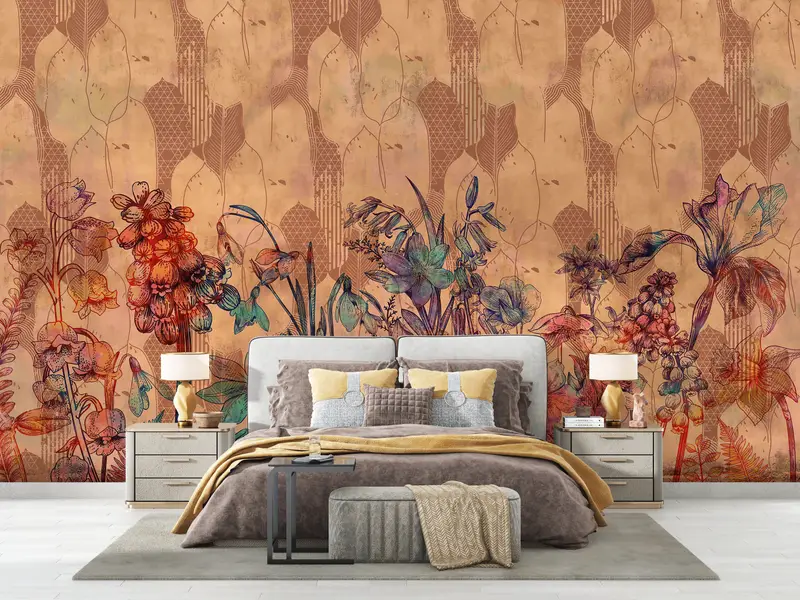 Botanical Painting,Botanical Wall Decor,Bright Wall Paper,Paper Wall Art ,Custom Wall Paper,Brown Wall Decor,Floral Wall Print, - 3