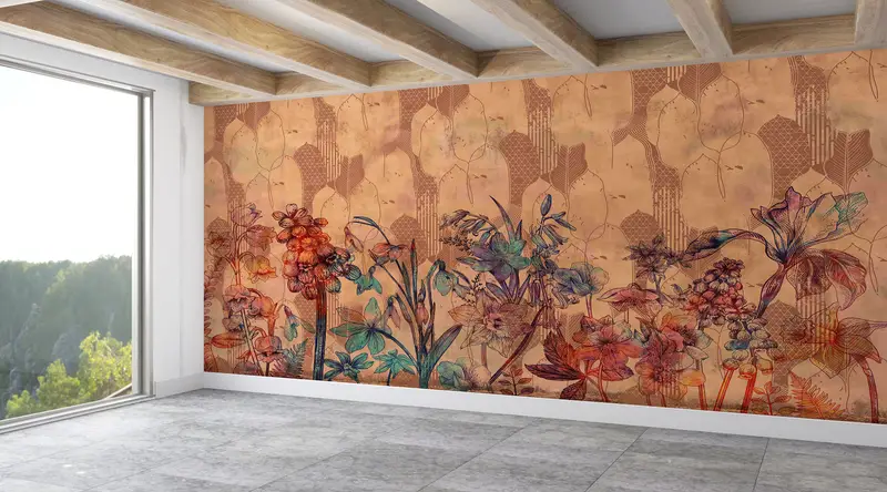 Botanical Painting,Botanical Wall Decor,Bright Wall Paper,Paper Wall Art ,Custom Wall Paper,Brown Wall Decor,Floral Wall Print, - 7