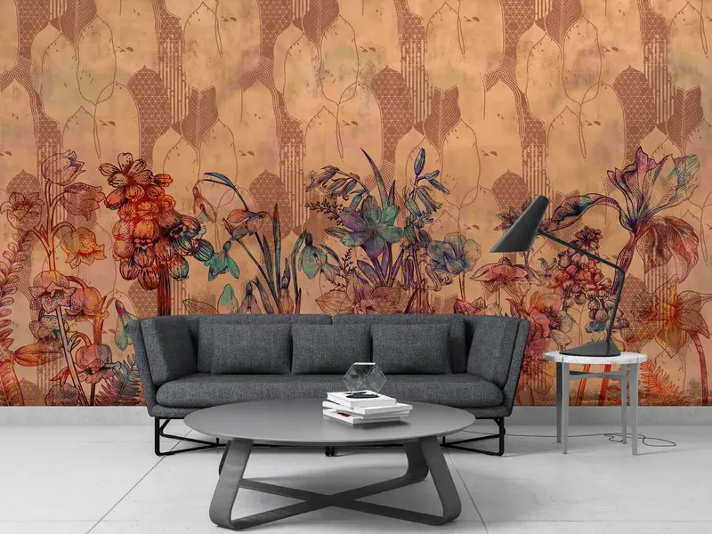 Botanical Painting,Botanical Wall Decor,Bright Wall Paper,Paper Wall Art ,Custom Wall Paper,Brown Wall Decor,Floral Wall Print, - 4