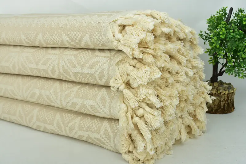 Woven Throw Blanket, Personalized Gifts, Tablecloth, Turkish Bedcover, Deer Pattern Towel, Bridal Shower Favor, 96x88 Cotton Christmas Design - 4