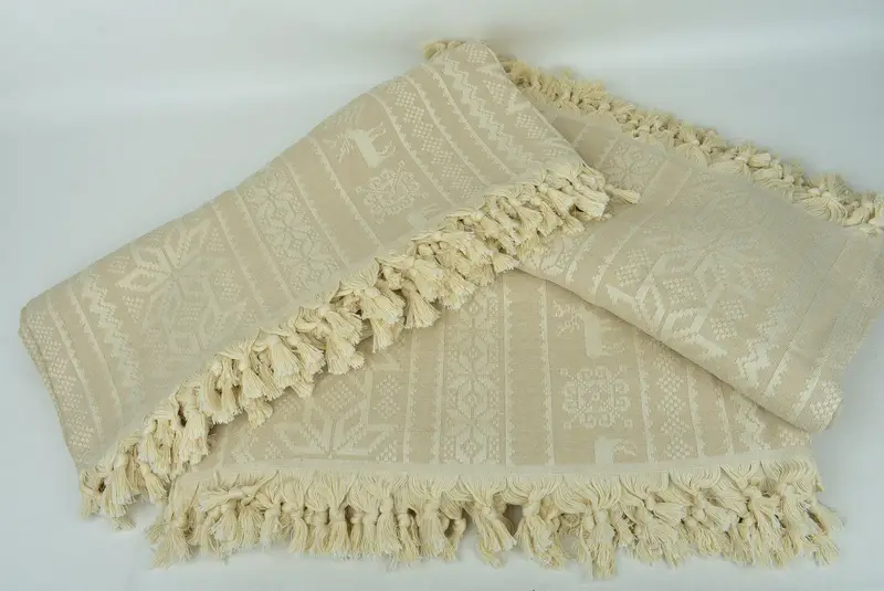 Woven Throw Blanket, Personalized Gifts, Tablecloth, Turkish Bedcover, Deer Pattern Towel, Bridal Shower Favor, 96x88 Cotton Christmas Design - 6