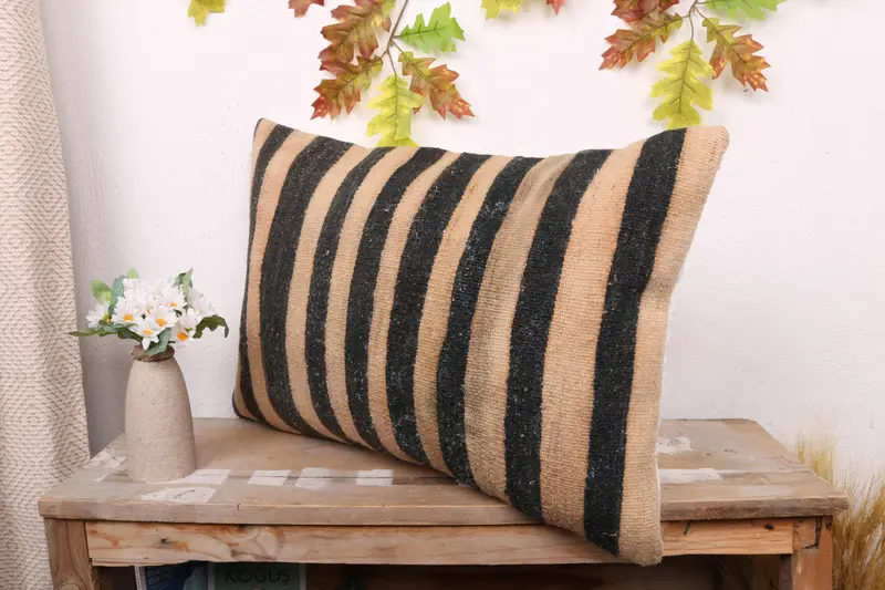16x24 Brown Pillow, Vintage Kilim Pillow Pillow Cover, Boho Pillow Sham Cover, Pillow for Couch, Pillow, Vintage Pillow, Tapestry Cushion - 4