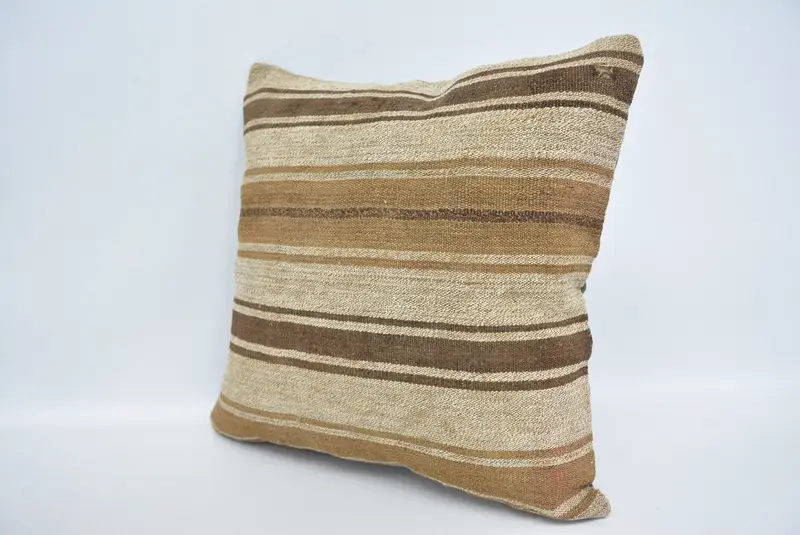 Ethnic Pillow, Cushion, Traditional Cushion, Tapestry Pillow, 16x16 Beige Cushion Case, Turkish Kilim Pillow, Gift Pillow, Turkish Pillow - 4