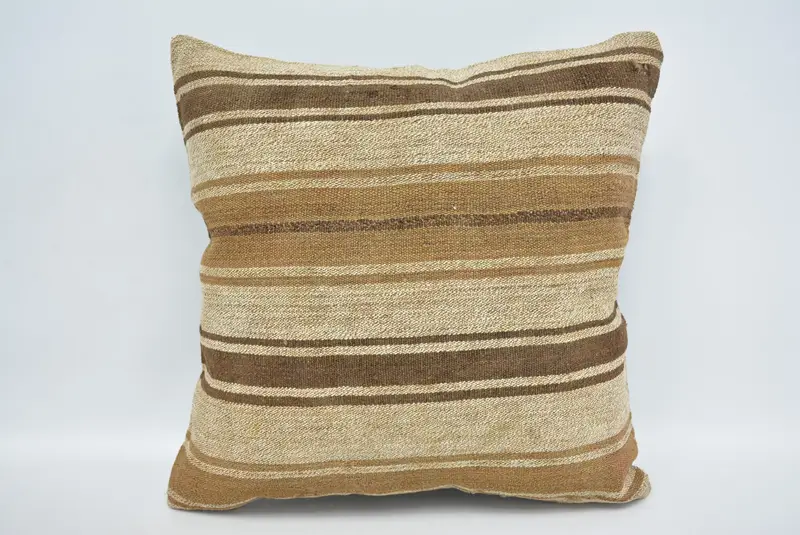 Ethnic Pillow, Cushion, Traditional Cushion, Tapestry Pillow, 16x16 Beige Cushion Case, Turkish Kilim Pillow, Gift Pillow, Turkish Pillow - 1