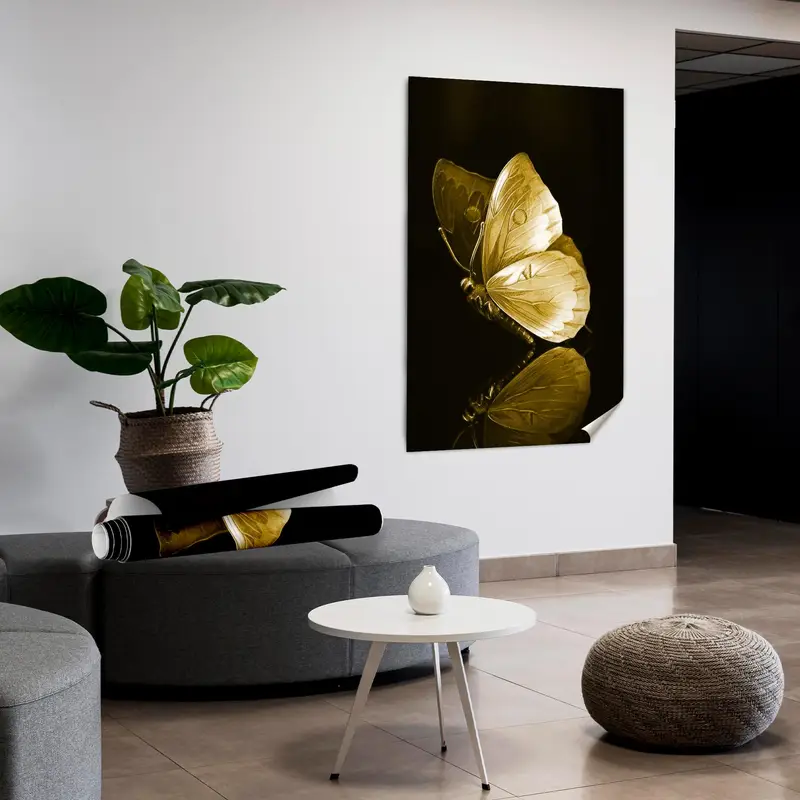 モダンで豪華なゴールドバタフライプリントキャンバスアート家の装飾用