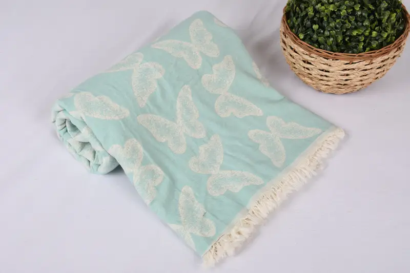 Decorative Blanket, 96x80 Cotton Butterfly Pattern Towel, Throw Blanket Couch, Thanksgiving Tablecloth, Christmas Gift Blanket, Custom Wedding Gifts - 4