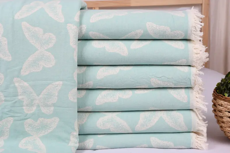 Decorative Blanket, 96x80 Cotton Butterfly Pattern Towel, Throw Blanket Couch, Thanksgiving Tablecloth, Christmas Gift Blanket, Custom Wedding Gifts - 1