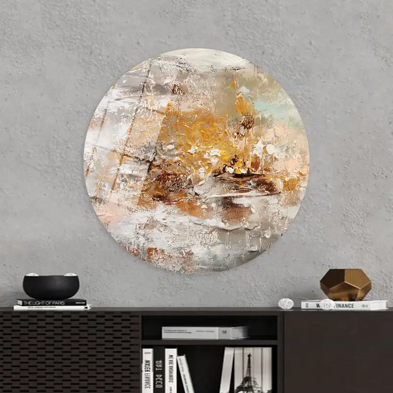 現代的なブラウン オイル キャンバス: ソフトなトーン、エレガントなアート プリント