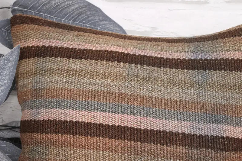 Turkish Kilim Pillow, Turkish Pillow, 16x16 Brown Pillow Cover, Office Chair Pillow Sham, Pillow Sham, Pillow for Couch - 2