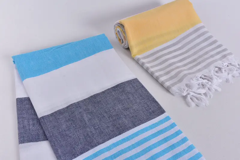 Antibacterial Turkish peshtemal towel, Beach Towel Gift, Boyfriend Christmas Gift, 68x32 Cotton Striped Towel, Housewarming Gift, Turkish hand towel - 7