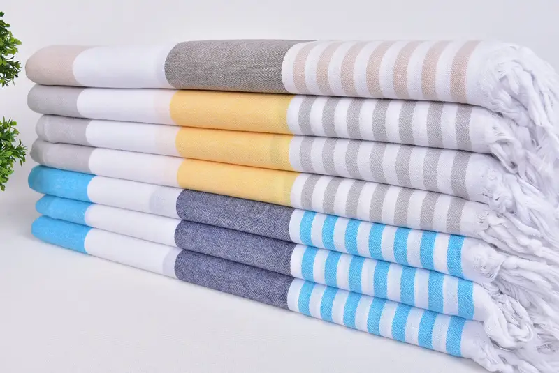 Antibacterial Turkish peshtemal towel, Beach Towel Gift, Boyfriend Christmas Gift, 68x32 Cotton Striped Towel, Housewarming Gift, Turkish hand towel - 3