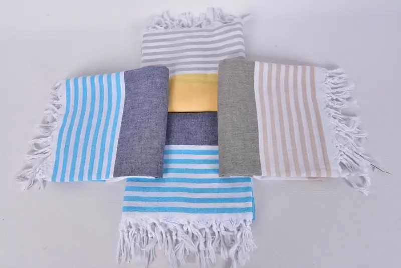 Antibacterial Turkish peshtemal towel, Beach Towel Gift, Boyfriend Christmas Gift, 68x32 Cotton Striped Towel, Housewarming Gift, Turkish hand towel - 6
