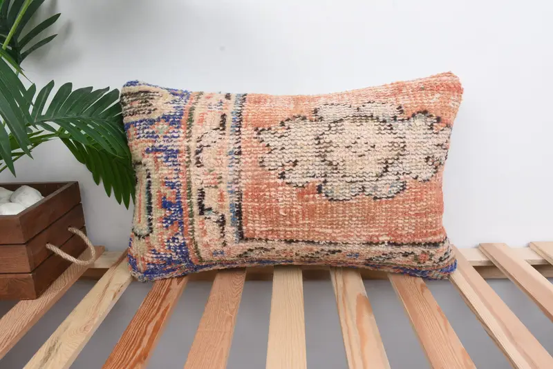 Orange & Bronze Southwestern Wurfkissen, handgefertigtes rechteckiges Kissen