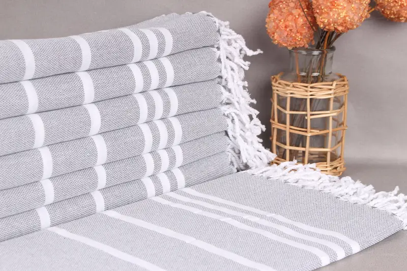 Gray Cotton Towel Monogram Turkish Bath, 40x71 Inches