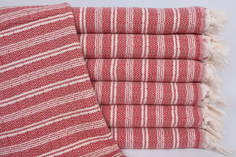 Turkish Towel Hand Towel, 32x18 inches, Red Organic Cotton Dish Towel