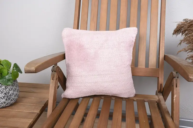 14x14 Pink Pillow Case, Boho Pillow Sham Cover, Kilim Cushion Sham, Aztec Cushion, Cushion, Antique Pillows, Authentic Pillow Case - 1