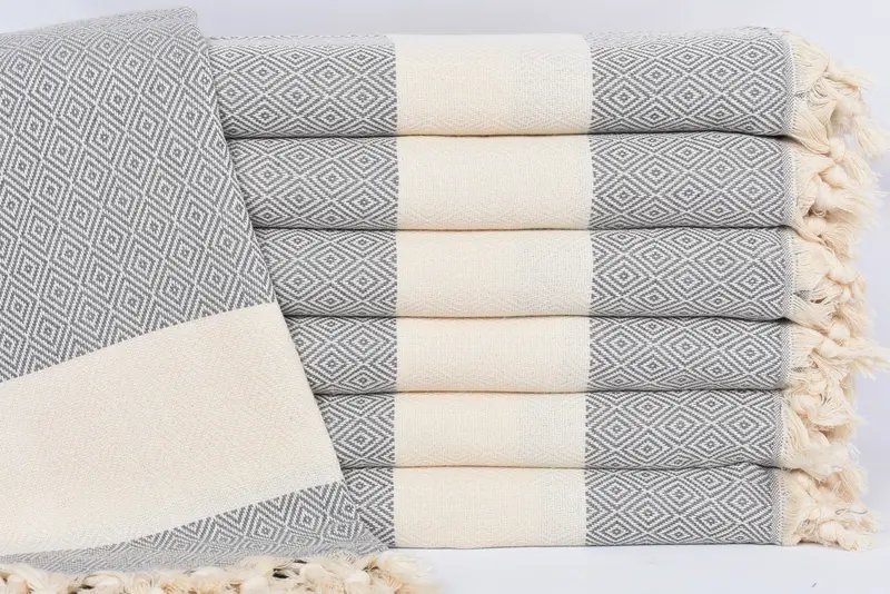 Gray Diamond Towel Turkish Organic Cotton, 70x40 Inches