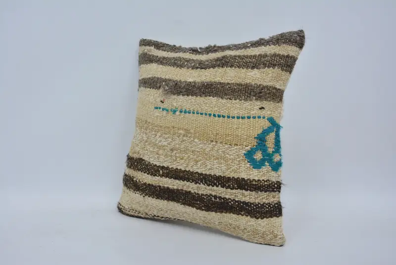 Cushion Case, Turkish Pillow, Vintage Kilim Pillow, Authentic Cushion Case, Kilim Pillow Cover, Handmade Cushion Cover, 12x12 Beige Cushion Case - 4