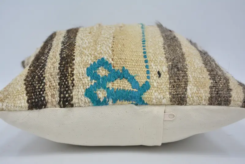 Cushion Case, Turkish Pillow, Vintage Kilim Pillow, Authentic Cushion Case, Kilim Pillow Cover, Handmade Cushion Cover, 12x12 Beige Cushion Case - 5
