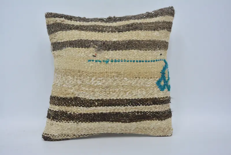 Cushion Case, Turkish Pillow, Vintage Kilim Pillow, Authentic Cushion Case, Kilim Pillow Cover, Handmade Cushion Cover, 12x12 Beige Cushion Case - 1
